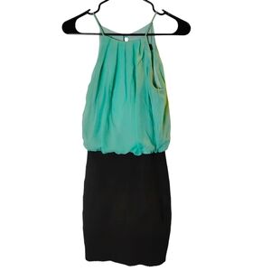 B. SMART - Womans Elegant Formal Black & Mint Green Sleeveless Dress Size Small